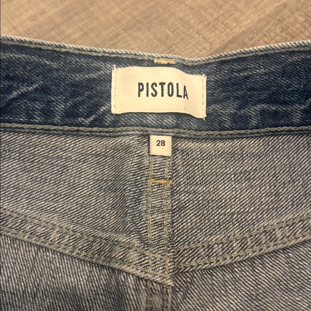 pistola Light Wash High-Rise Wide Leg Jeans Wes with Glitz barrel - Picture 3 of 8